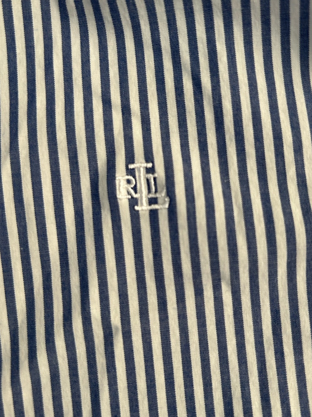 Lauren Ralph Lauren Non-Iron Blue White Striped Stretch Button Down Cotton Shirt - Picture 7 of 13
